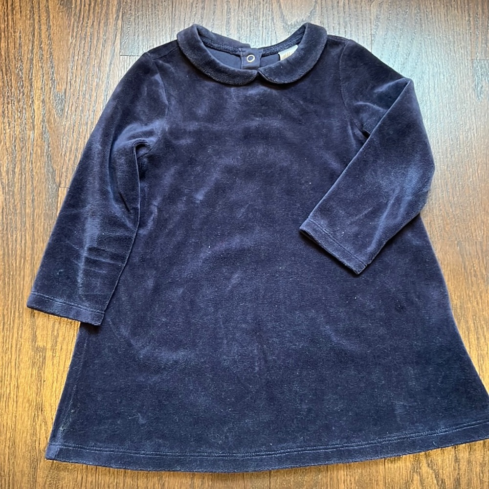 Toddler navy velvet dress